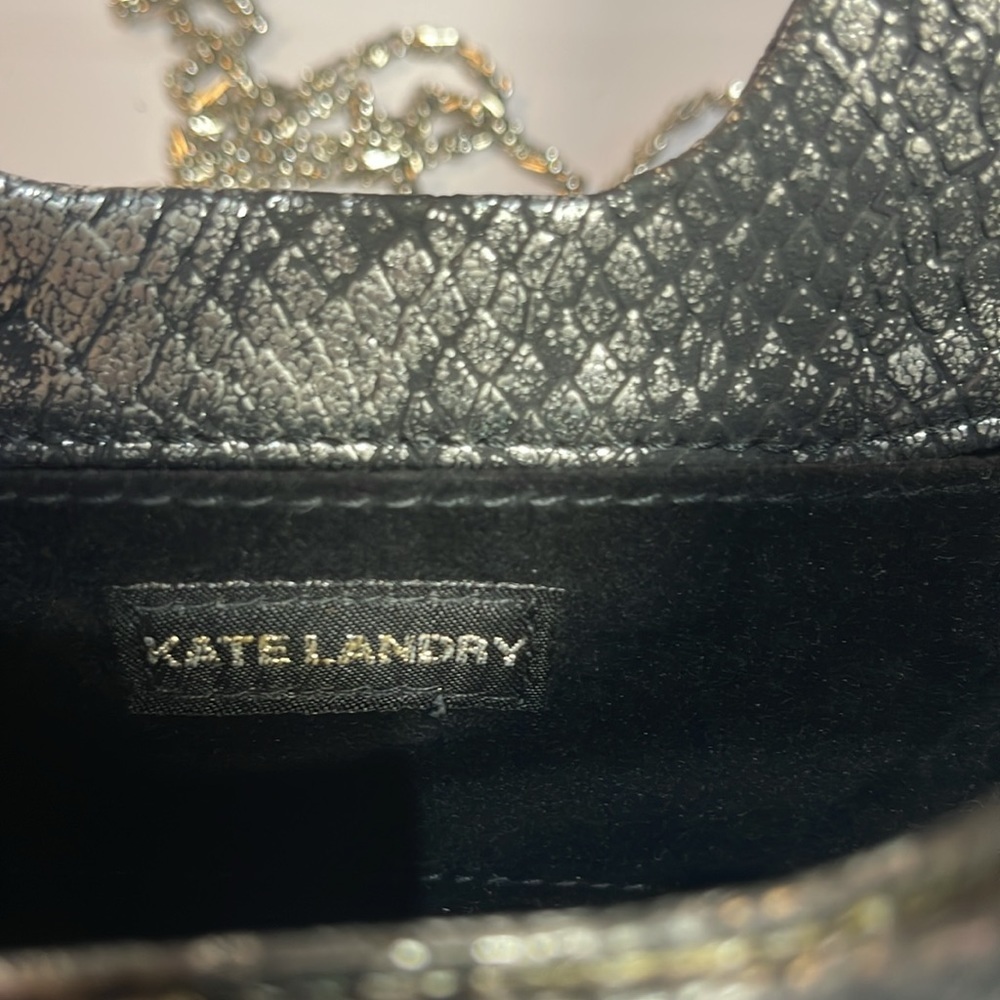 Kate Landry Reptile Print Crossbody Clutch W/ Detachable Chain. Snap Closure EUC - Picture 6 of 8